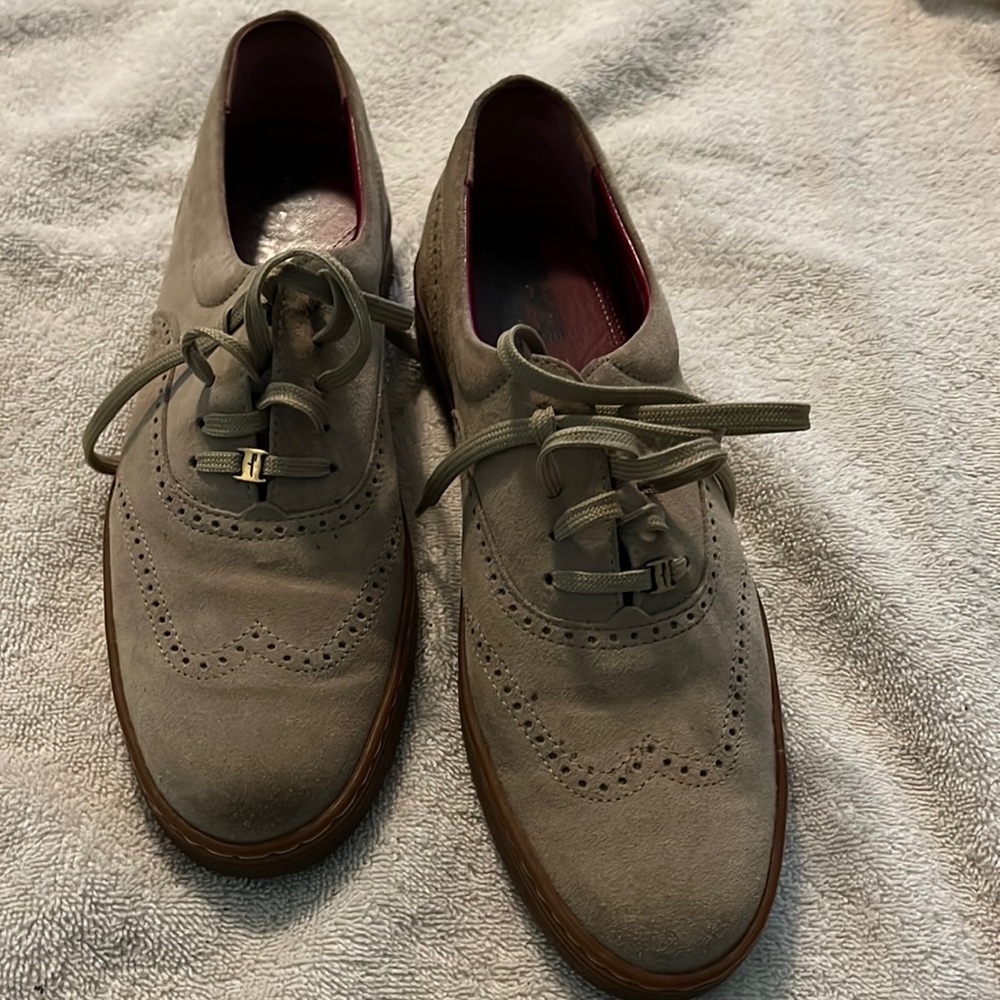 Salvatore Ferragamo suede oxfords.